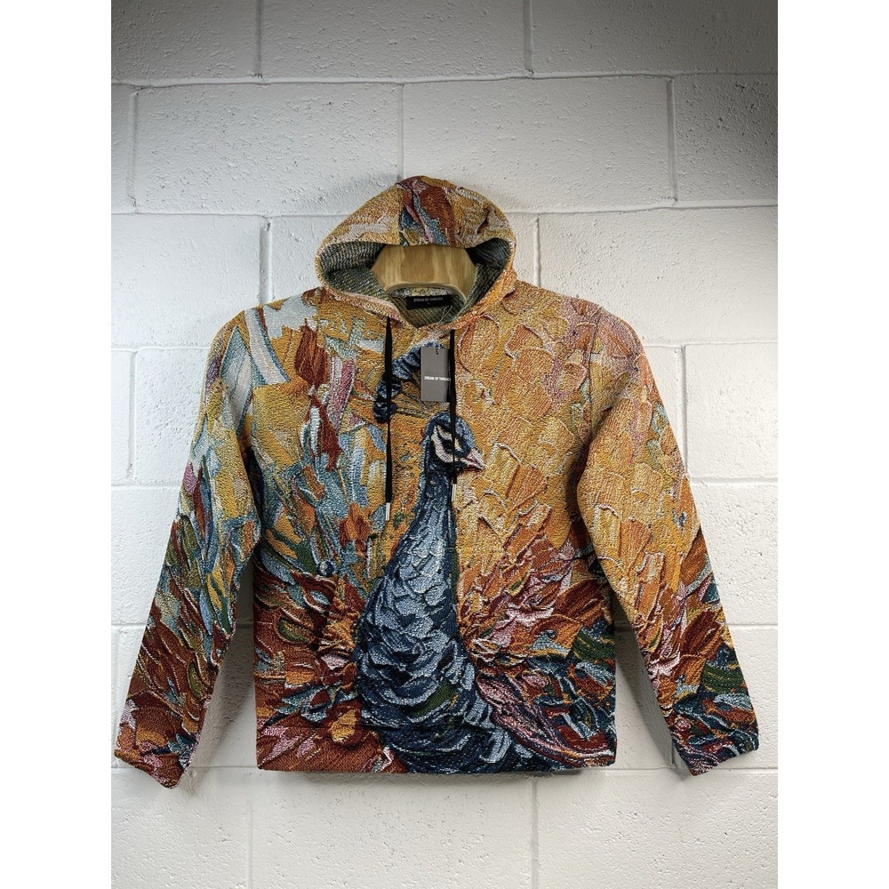 Dream Of Threads Peacock Palette Hoodie Handcrafted 100% Woven/Cotton NWT
